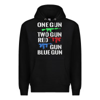 Black one gun two gun red gun blue gun Premium Hoodie - artisFamous