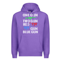 Purple one gun two gun red gun blue gun Premium Hoodie - artisFamous