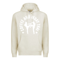 Oatmeal Heather caffè e muay thai divertente Premium Hoodie - artisFamous