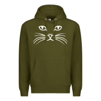 Army Green cat face Premium Hoodie - artisFamous