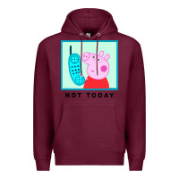 Burgundy peppa pig not today Premium Hoodie - artisFamous