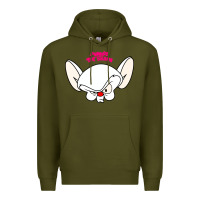 Army Green pinky and the brain big face Premium Hoodie - artisFamous