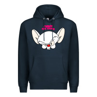 Navy pinky and the brain big face Premium Hoodie - artisFamous