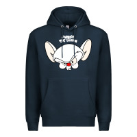 Navy pinky and the brain big face Premium Hoodie - artisFamous
