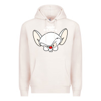 Pale Pink pinky and the brain big face Premium Hoodie - artisFamous