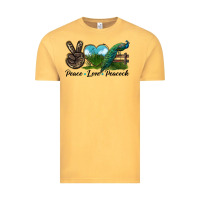 Vintage Mustard Peace Love Peacock Vintage Tee - LillyAllenDesigns