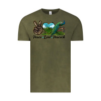 Vintage Olive Peace Love Peacock Vintage Tee - LillyAllenDesigns