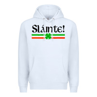 White slainte shirt irish cheers toast shamrock Premium Hoodie - artisFamous
