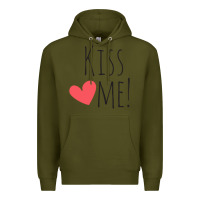 Army Green Kiss Me Premium Hoodie - artisFamous