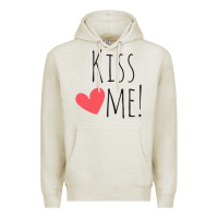 Oatmeal Heather Kiss Me Premium Hoodie - artisFamous