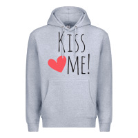 Heather Grey Kiss Me Premium Hoodie - artisFamous