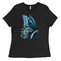 Black Black Shallowtail Ladies Tee - LillyAllenDesigns