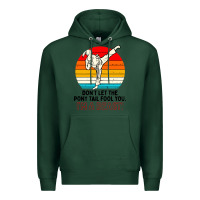Sports Green karate girl kick Premium Hoodie - artisFamous