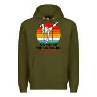 Army Green karate girl kick Premium Hoodie - artisFamous