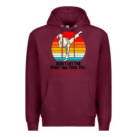 Burgundy karate girl kick Premium Hoodie - artisFamous