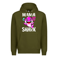 Army Green mama shark doo doo shirt Premium Hoodie - artisFamous