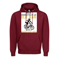 Burgundy Never Underestimate An Old Man With A Mountain Bike Zipper Hoodie - Bettercallsaul