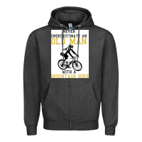 Charcoal Heather Never Underestimate An Old Man With A Mountain Bike Zipper Hoodie - Bettercallsaul