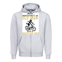 Heather Grey Never Underestimate An Old Man With A Mountain Bike Zipper Hoodie - Bettercallsaul
