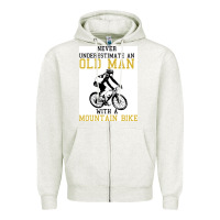 Oatmeal Heather Never Underestimate An Old Man With A Mountain Bike Zipper Hoodie - Bettercallsaul