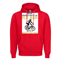Red Never Underestimate An Old Man With A Mountain Bike Zipper Hoodie - Bettercallsaul
