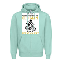 Seafoam Never Underestimate An Old Man With A Mountain Bike Zipper Hoodie - Bettercallsaul
