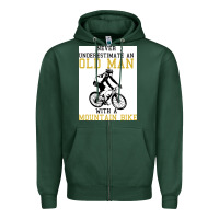 Sports Green Never Underestimate An Old Man With A Mountain Bike Zipper Hoodie - Bettercallsaul