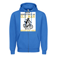 True Royal Never Underestimate An Old Man With A Mountain Bike Zipper Hoodie - Bettercallsaul
