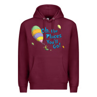 Burgundy seuss oh the places you’ll go Premium Hoodie - artisFamous