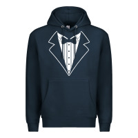 Navy fake tux tuxedo suit tie Premium Hoodie - artisFamous