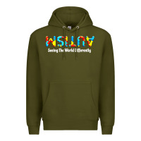 Army Green autism seeing the world differently Premium Hoodie - artisFamous