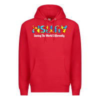 Red autism seeing the world differently Premium Hoodie - artisFamous