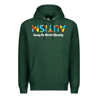 Sports Green autism seeing the world differently Premium Hoodie - artisFamous