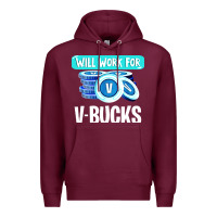 Burgundy will work for v bucks youth gamer Premium Hoodie - artisFamous