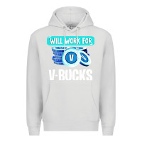 Dove Grey will work for v bucks youth gamer Premium Hoodie - artisFamous