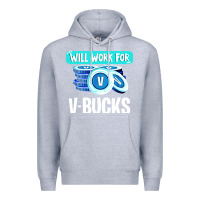 Heather Grey will work for v bucks youth gamer Premium Hoodie - artisFamous