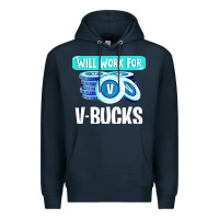 Navy will work for v bucks youth gamer Premium Hoodie - artisFamous