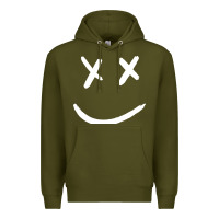Army Green x eyed smiley face x eyes smiling Premium Hoodie - artisFamous