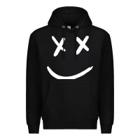 Black x eyed smiley face x eyes smiling Premium Hoodie - artisFamous