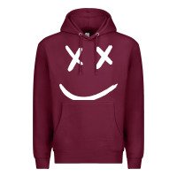 Burgundy x eyed smiley face x eyes smiling Premium Hoodie - artisFamous