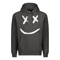 Charcoal Heather x eyed smiley face x eyes smiling Premium Hoodie - artisFamous