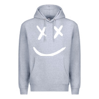 Heather Grey x eyed smiley face x eyes smiling Premium Hoodie - artisFamous