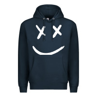 Navy x eyed smiley face x eyes smiling Premium Hoodie - artisFamous