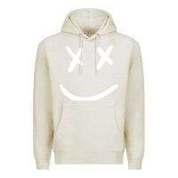 Oatmeal Heather x eyed smiley face x eyes smiling Premium Hoodie - artisFamous