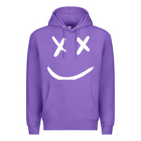 Purple x eyed smiley face x eyes smiling Premium Hoodie - artisFamous