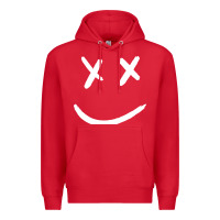 Red x eyed smiley face x eyes smiling Premium Hoodie - artisFamous