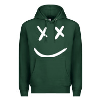 Sports Green x eyed smiley face x eyes smiling Premium Hoodie - artisFamous