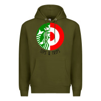 Army Green sips and  trips Premium Hoodie - artisFamous