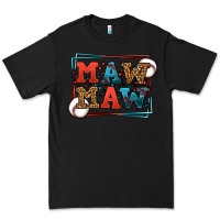Black Baseball mawmaw leopard frame Premium Tee - LillyAllenDesigns