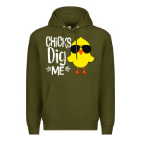 Army Green kids chick dig me Premium Hoodie - artisFamous